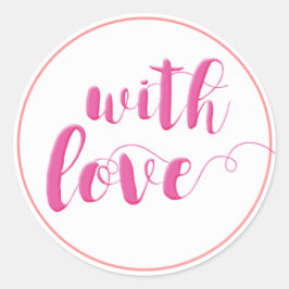 Adesivo Redondo Com Amor, Elegante Script Typografia Round Sticker