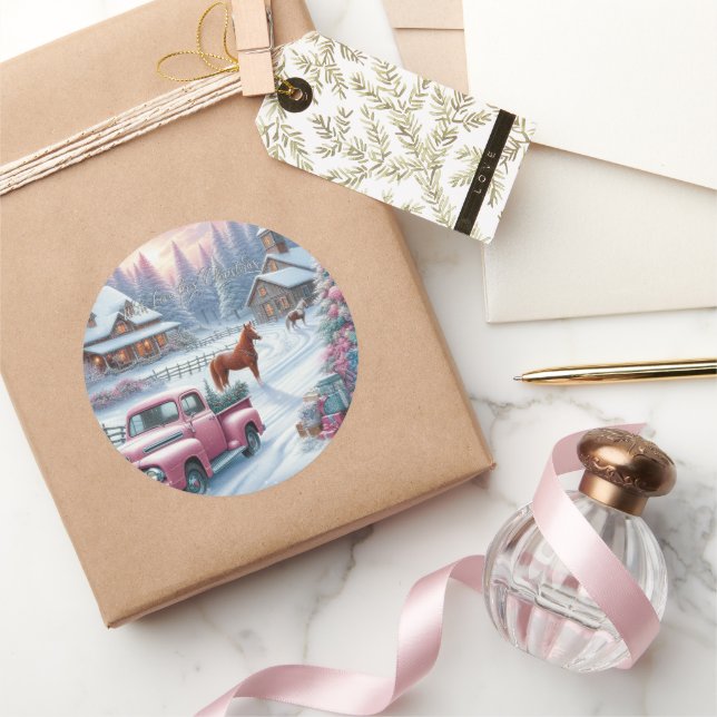 Adesivo Redondo Com amor Este belo colete de Natal (Presentear)