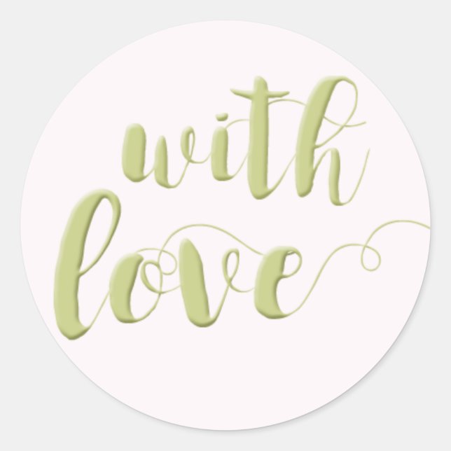 Adesivo Redondo Com Amor, Sage Script Typografia Round Sticker (Frente)
