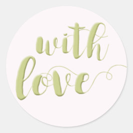 Adesivo Redondo Com Amor, Sage Script Typografia Round Sticker