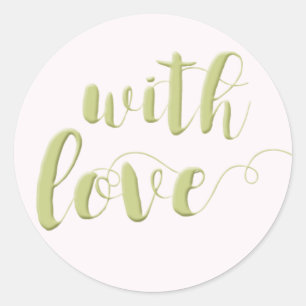 Adesivo Redondo Com Amor, Sage Script Typografia Round Sticker