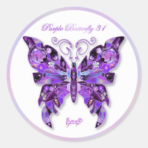 Adesivo redondo com borboleta púrpura 31