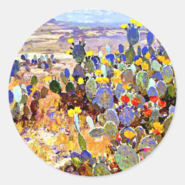 Adesivo Redondo Com Cactos, Julian Onderdonk, (Frente)
