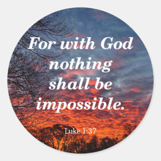 Adesivo Redondo Com Deus, Luke 1:37