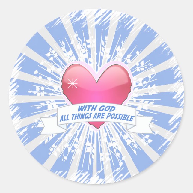 Adesivo Redondo Com Deus, todas as coisas são possíveis (Frente)