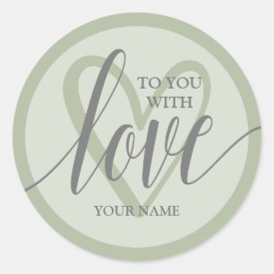 Adesivo Redondo Com Love Sage Green