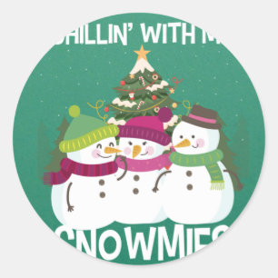 Adesivo Redondo Com Meu Snowmies Xmas Snowman