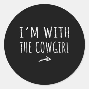 Adesivo Redondo Com o Cowgirl Combinando Fantasia Preguiçosa de Ha