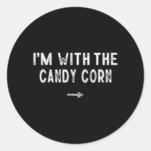 Adesivo Redondo Com o figurino de Candy Corn combinando preguiça