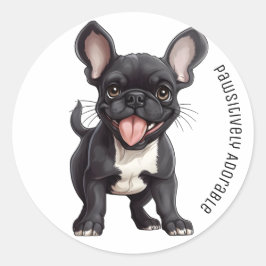 Adesivo Redondo 🐶 com texto personalizado, filhote francês