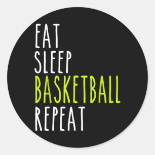 Adesivo Redondo Coma Basquete Dormir Repetir