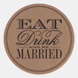 Adesivo Redondo Coma, Beba E Case-Se Com O Rustic Kraft Casado