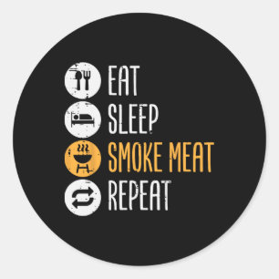 Adesivo Redondo Coma Carne com grelhador do sono Repetir Churrasco