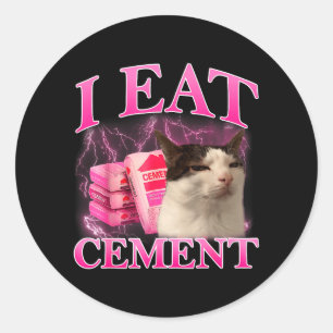 Adesivo Redondo Coma Cimento Meme de Gato Engraçado Gráfico de Mem