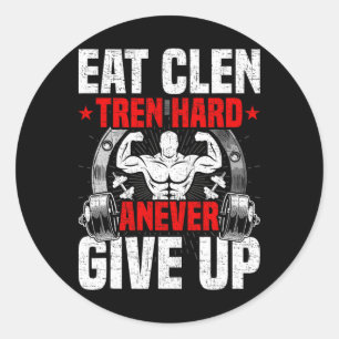 Adesivo Redondo Coma Clen Tren Duro Nunca Desista do Bodybuilding
