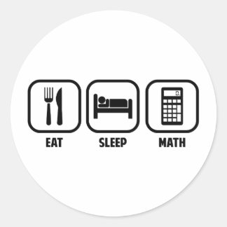 ADESIVO REDONDO COMA, DORME, MATEMÁTICA