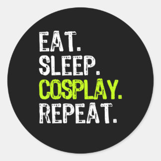 Adesivo Redondo coma dormir cosplay repetir cosplayer