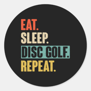 Adesivo Redondo Coma Dormir Disc Golf Repita - Disc Go Vintage Ret