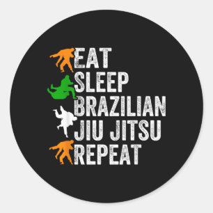 Adesivo Redondo Coma Dormir Jiu Jitsu Brasileiro Repetir - Jiu Jit