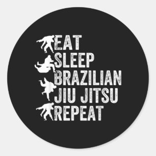 Adesivo Redondo Coma Dormir Jiu Jitsu Brasileiro Repita - Brasilei