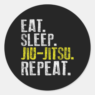 Adesivo Redondo Coma Dormir Jiu Jitsu Repetir Engraçado Brasileiro