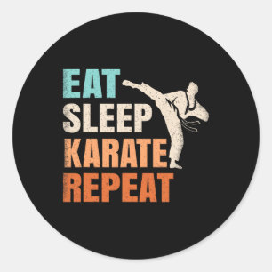 Adesivo Redondo Coma Dormir Karate Repetir Divertido Retro Amante