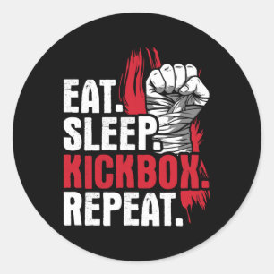 Adesivo Redondo Coma Dormir Kickbox Repetir - Kickboxing Artes Mar
