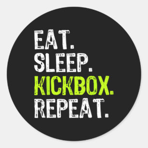 Adesivo Redondo Coma Dormir Kickbox Repetir Kickboxing Kick Boxing