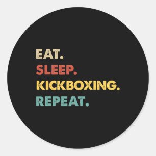 Adesivo Redondo Coma Dormir Kickboxing Repetir Amante de Kickboxin