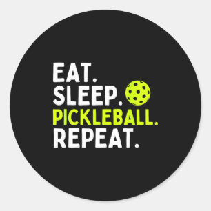 Adesivo Redondo Coma dormir pickleball repetir amante engraçado de
