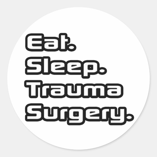 Adesivo Redondo Coma. Durma. Cirurgia Traumática. (Frente)