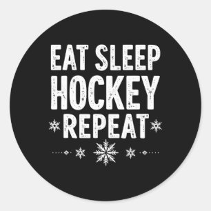 Adesivo Redondo Coma Hockey com Sono Repito Engraçado Holida do Es