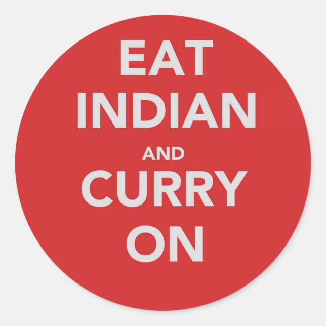 Adesivo Redondo Coma indiano e curry em (Frente)