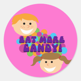 Adesivo Redondo Coma Mais Crianças De Retrô De Candy