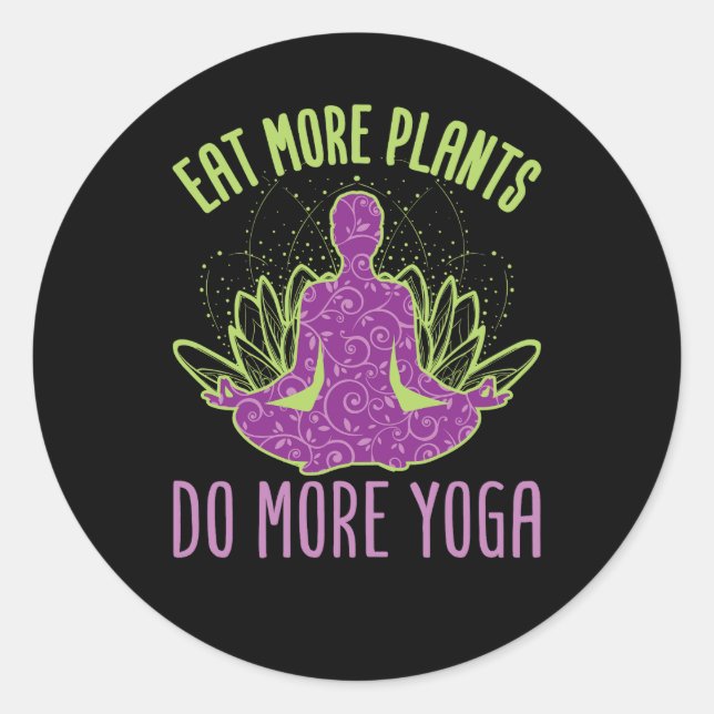 Adesivo Redondo Coma Mais Plantas Faz Mais Yoga Vegan (Frente)