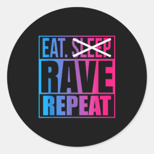 Adesivo Redondo Coma Não Durma Rave Repita Citação Edm Música - Ra