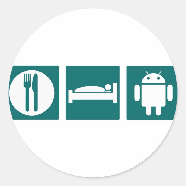 Adesivo Redondo Coma o Android do Sono (Frente)