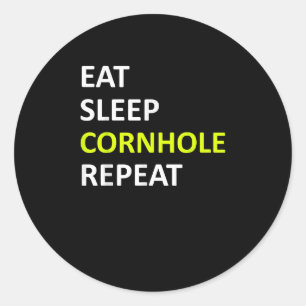 Adesivo Redondo Coma o Cornhole Repetir o Jogador da Cornhole Engr