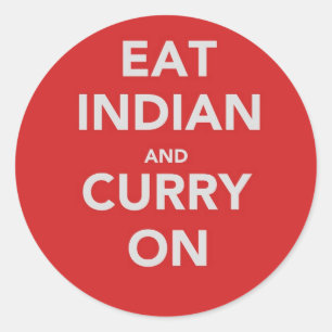 Adesivo Redondo Coma o indiano e o caril sobre