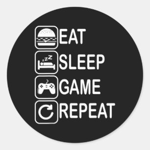 Adesivo Redondo Coma o Jogo do Sono Repetir Jogo Engraçado Gits 1