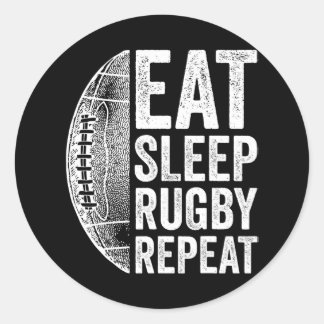 Adesivo Redondo Coma o Rugby do Sleep Repete o Rugby para Homens
