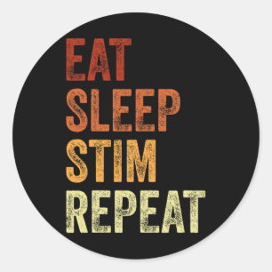Adesivo Redondo Coma o Sleep Stim Repete Engraçado Autismo Consciê