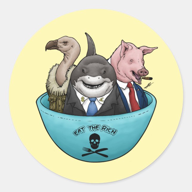 Adesivo Redondo Coma Os Ricos! (Frente)