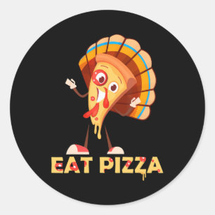 Adesivo Redondo Coma Pizza Turquia Adulto Vegan Engraçado Ação de