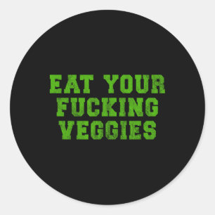 Adesivo Redondo Coma Seus Legumes Vegetarianos Humor De Musculação