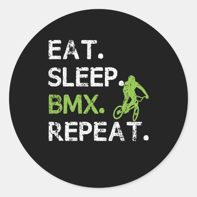 Adesivo Redondo Coma Sleep BMX Frestyle ciclando sarcasmo (Frente)