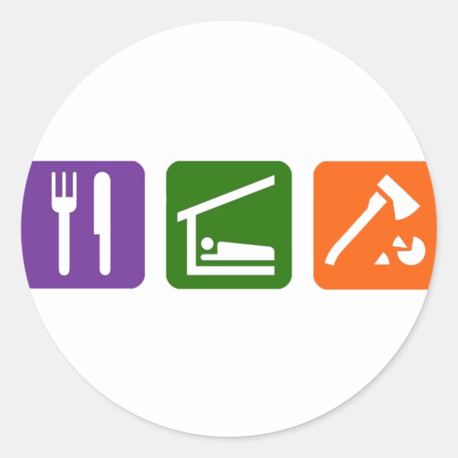 Adesivo Redondo Coma Sleep Cortando Madeira (Frente)