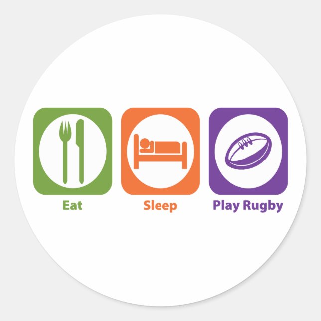 Adesivo Redondo Coma Sleep Tocar Rugby (Frente)