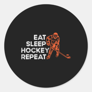 Adesivo Redondo Coma Sonho Hockey Repita Amantes de Hóquei no Gelo