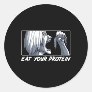 Adesivo Redondo Coma Sua Proteína Anime Ginásio Mangá Musculação F